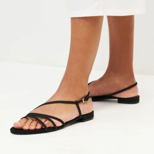 Reformation Phoenecia Lattice Flat Sandals - Black Suede - Size 8